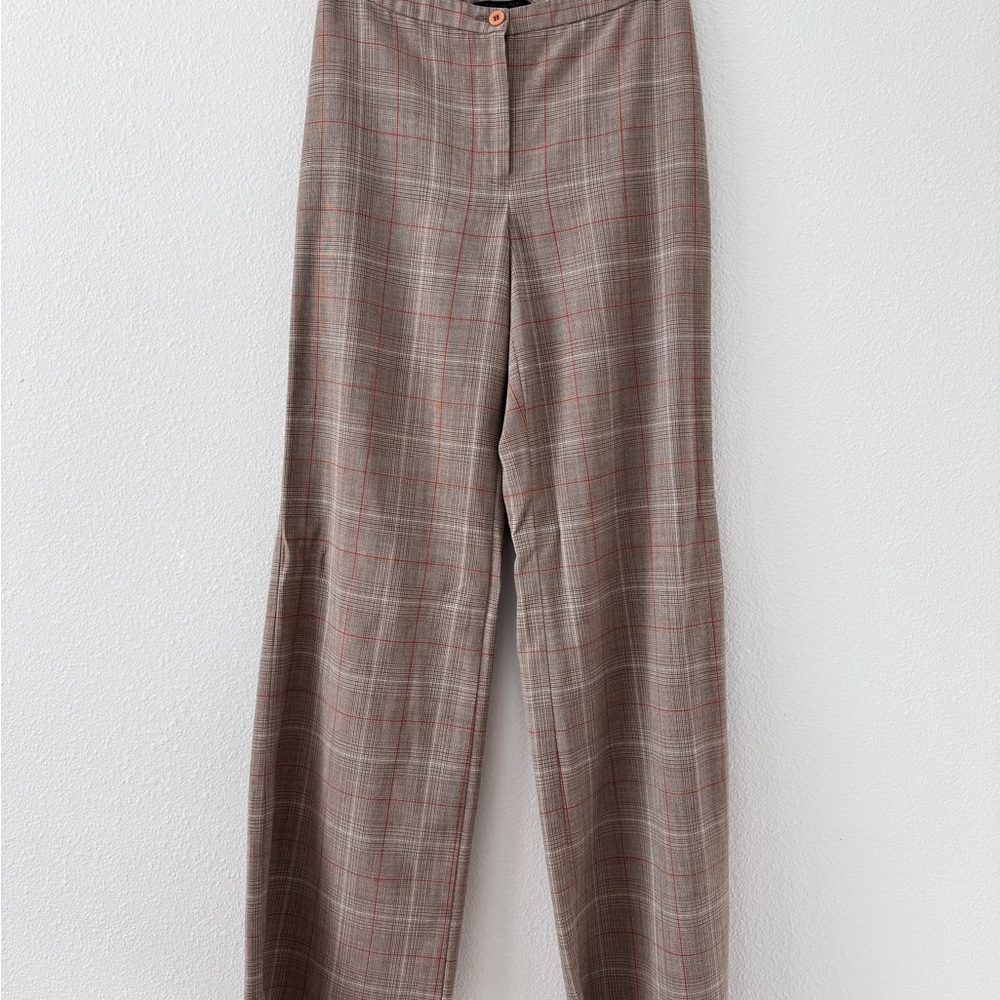 Plaid Wide-Leg Trousers